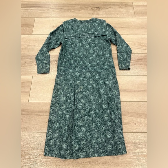Laura Ashley Dress US Size 12 Edwardian Sailor Green Floral Cotton Wool VTG 80"s - Picture 9 of 11